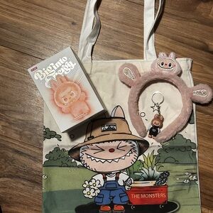 Big Into Energy Authentic Labubu with Easter tote